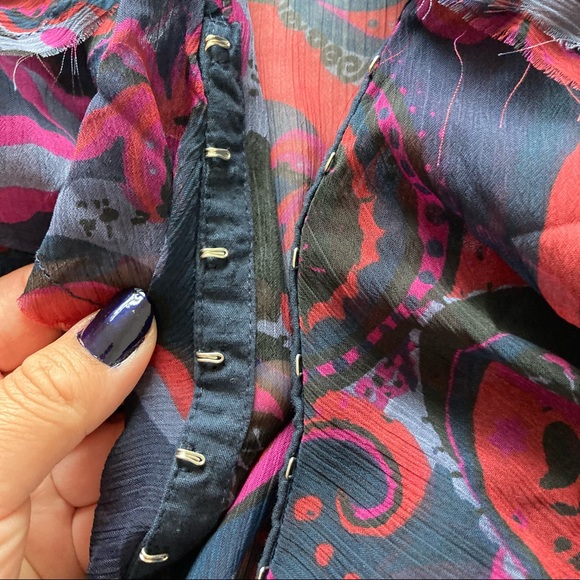 BNWOT Free People the groove printed top, chiffon like button up - Picture 7 of 10